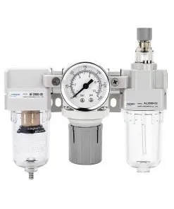 NANPU AC2000-02 1/4" NPT Air Filter, Regulator & Lubricator (FRL) Combo - Water/Oil Trap Separator - Pressure Gauge(0-150 psi), 5 Micron Brass Element, Semi-Auto Drain, Poly Bowl, Metal Bracket