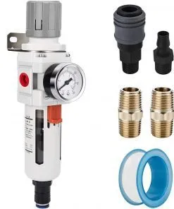 Alternative view of NANPU AW3000-03D 3/8" NPT Compressed Air Filter Regulator Combo Piggyback, Auto Drain, 5 Micron Brass Element, Poly Bowl, Metal Bracket, 0-150 psi Gauge